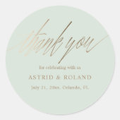 Minimale Sage Green & Imitats Gold Gastgeschenk Ho Runder Aufkleber (Vorderseite)