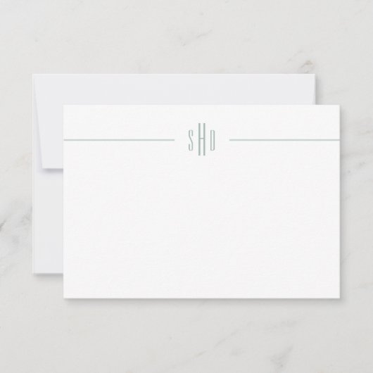 Minimale Sage Green Monogram Note Card Stationery Mitteilungskarte (Vorderseite)