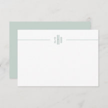 Minimale Sage Green Monogram Note Card Stationery