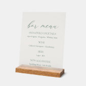 Minimale Sage-Grün-Hochzeitsbar-Menü Acrylschild (Winkel)