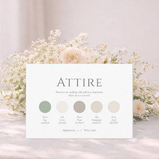 Minimale Sage-Grün-Hochzeitskleidung Farbpalette Einladung