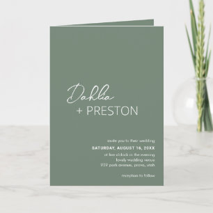 Minimale Sage-Grün-QR-Code-Moderne-Hochzeit Einladung