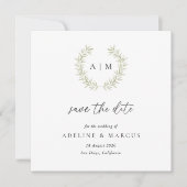 Minimale Sage Wreath Save the Date Karte (Vorderseite)