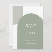 Minimale sagegrüne Boho-Bogen-Einfache Schrift Hoc Save The Date (Vorderseite)