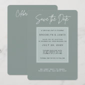 Minimale Salbei-Farben Save The Date Einladung (Vorne/Hinten)