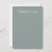 Minimale Salbei-Farben Save The Date Einladung (Rückseite)