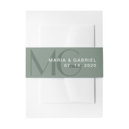 Minimale Salbei-Monogramm-Hochzeit Einladung Einladungsbanderole