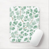 Minimale Salbeigrüne Blätter Wasserfarbenmuster Mousepad (Mit Mouse)