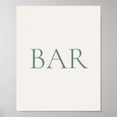 Minimale Salbeigrüne Hochzeitsbar-Schilder Poster (Vorne)