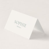 Minimale Salbeigrüne Hochzeitsplatzkarte (Vorderseite)