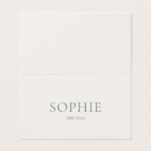 Minimale Salbeigrüne Hochzeitsplatzkarte (Außenseite Aufgefaltet)
