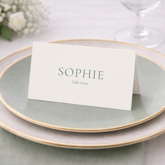Minimale Salbeigrüne Hochzeitsplatzkarte