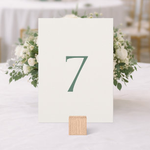 Minimale Salbeigrüne Hochzeitstisch-Nummernkarte Dankeskarte