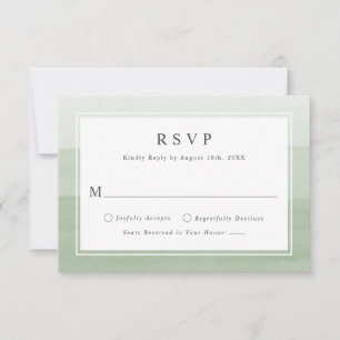 Minimale Salbeigrüne Wasserfarben-Ombre-Hochzeit RSVP Karte