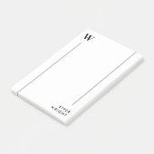 Minimale Saubere graue Linien Monogramm und Name Post-it Klebezettel (angewinkelt)