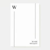 Minimale Saubere graue Linien Monogramm und Name Post-it Klebezettel (Vorderseite)