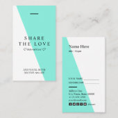 Minimale saubere helle aquamarine visitenkarte (Vorne/Hinten)