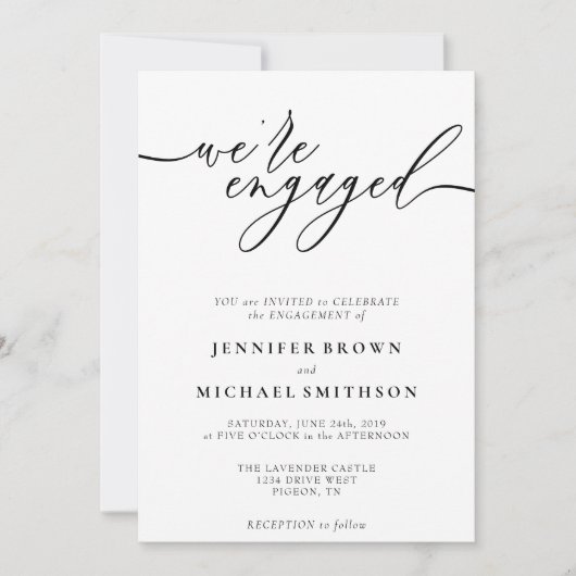 Minimale Sauberkeit Einfache moderne verlobte Unte Einladung (Vorderseite)