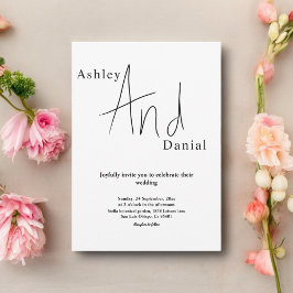 Minimale schick Schwarz-Weiß-Kalligrafie-Hochzeit Einladung