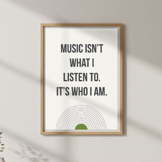 Minimale Schlafzimmereinrichtung. Zitat für Musikl Poster