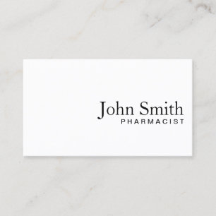 Minimale Schlichte White Pharmacist Business Card Visitenkarte