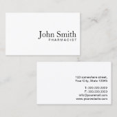 Minimale Schlichte White Pharmacist Business Card Visitenkarte (Vorne/Hinten)