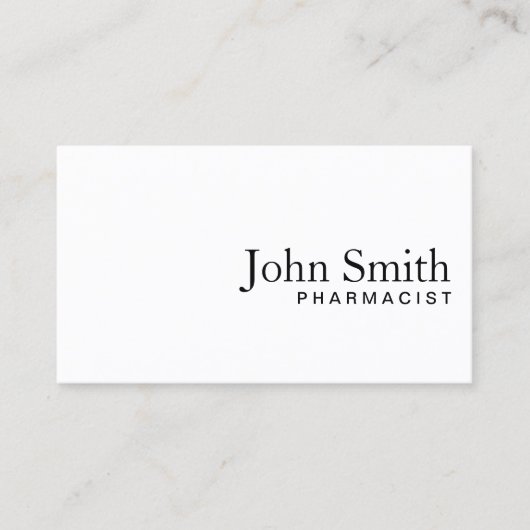 Minimale Schlichte White Pharmacist Business Card Visitenkarte (Vorderseite)