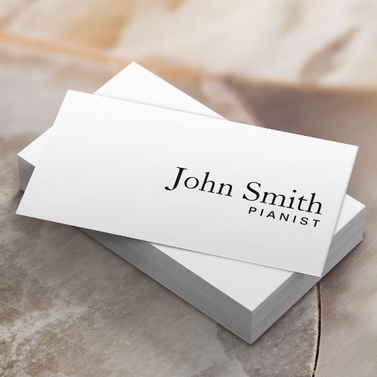Minimale Schlichte White Pianist Business Card Visitenkarte