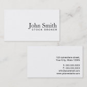 Minimale Schlichte White Stock Broker Business Car Visitenkarte (Vorne/Hinten)