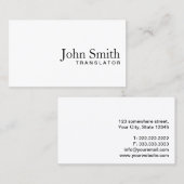 Minimale Schlichte White Translator Business Card Visitenkarte (Vorne/Hinten)