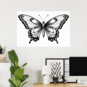 Minimale Schmetterlingskizze Poster (Heimbüro)