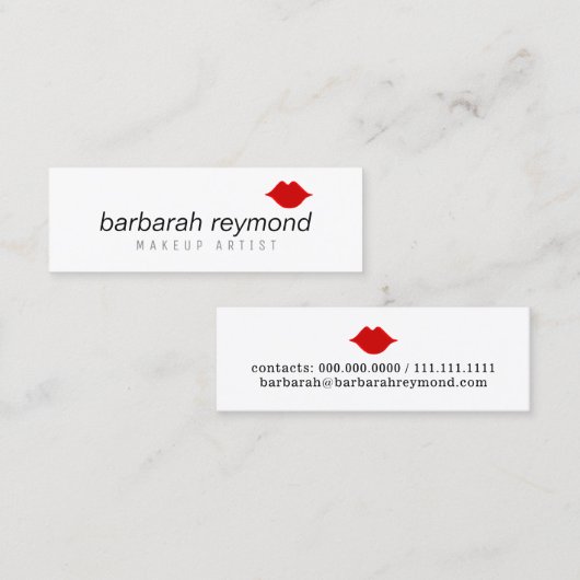 minimale Schminkschönheit beruflich weiß Mini Visitenkarte (Vorne/Hinten)