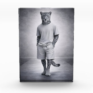 Minimale Schneeleoparden-Streetwear-Illustration Fotoblock