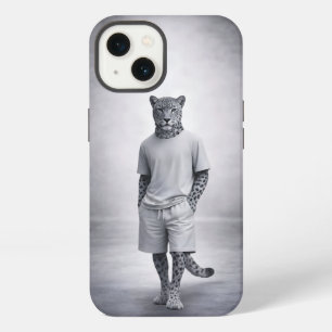 Minimale Schneeleoparden-Streetwear-Illustration iPhone 13 Hülle