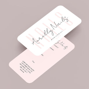 Minimale Schönheit Nageltechnik Pink Weiß Termin Visitenkarte