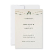 Minimale Schottische Distel Save-the-Date-Karte