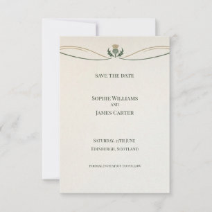 Minimale Schottische Distel Save-the-Date-Karte Save The Date