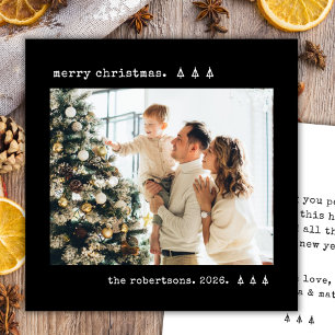 Minimale Schreibmaschine Tannenbaum Foto Schwarzes Feiertagskarte