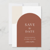 Minimale Schrift Boho Rustikale Terrakotta-Bogen-H Save The Date (Vorderseite)