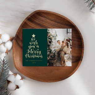 Minimale Schrift Deep Green Frohe Weihnachten Foli Folien Feiertagskarte