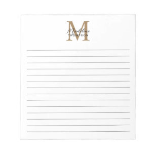 Minimale Schrift Gold Monogramm weiß liniert Notizblock