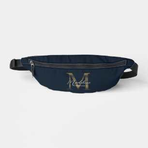 Minimale Schrift Metallisch Marineblau Gold Monogr Bauchtasche