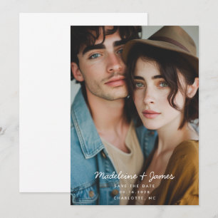 Minimale Schrift Moderne Einfache Vollfoto-Hochzei Save The Date