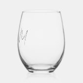 Minimale Schrift Monogramm Boho Hochzeit Schwarz W Weinglas Ohne Stiel (Links)