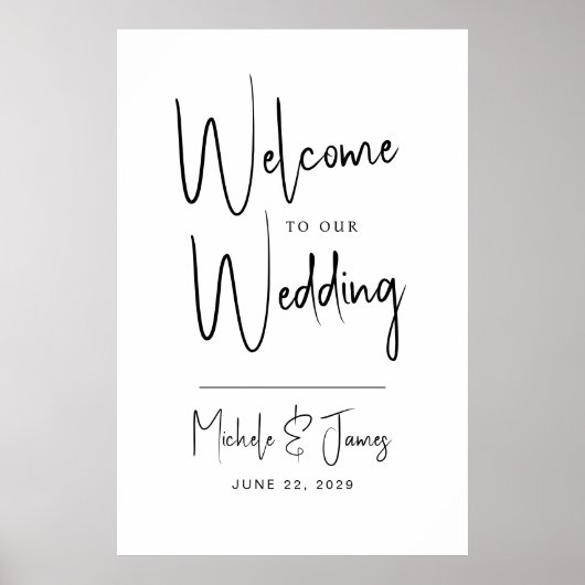 Minimale Schrift-Typografie Hochzeitsbegrüßung Poster (Vorne)