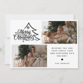 Minimale Schrift Zwei Foto Frohe Weihnachten (Vorderseite)