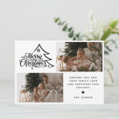 Minimale Schrift Zwei Foto Frohe Weihnachten (Stehend Vorderseite)