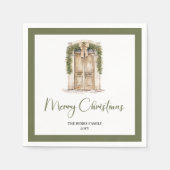 Minimale Schriftzug-Weihnachtstür-Familienname-Ser Serviette (Vorderseite)