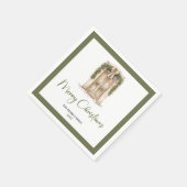 Minimale Schriftzug-Weihnachtstür-Familienname-Ser Serviette (Ecke)