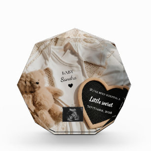Minimale Schwangerschaftsankündigung mit Teddy 'Be Fotoblock